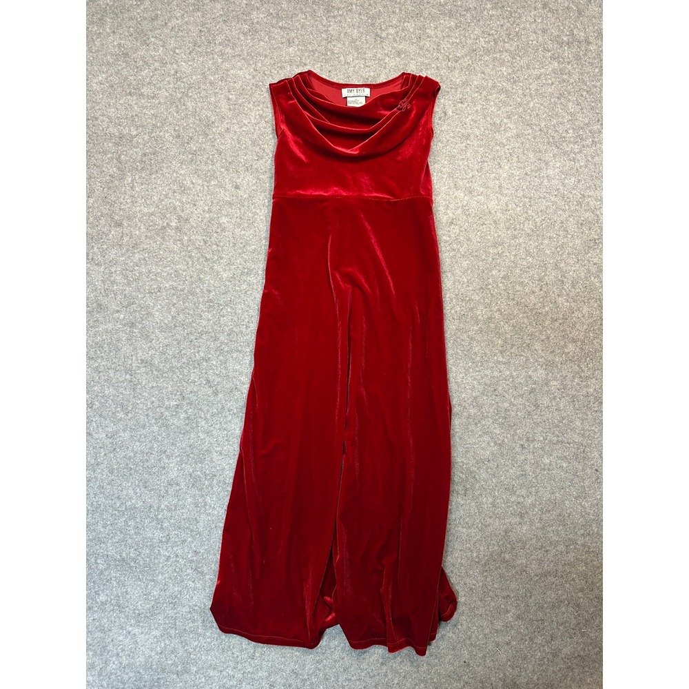 Amy Byer Girls Jumpsuit Size 12 Red Velvet Cowl Neck Holiday Party